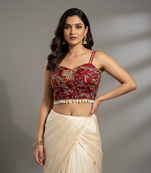 Pink designer embroidery and sequence work spaghetti strap blouse