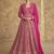 Pink embroidered georgette free size stitched anarkali suit
