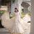 White Navratri Kora Cotton Blend Lehenga Choli Set with Peplum Top