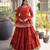Rust Navratri Kora Cotton Blend Lehenga Choli Set with Peplum Top