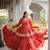 Rust Navratri Kora Cotton Blend Lehenga Choli Set with Peplum Top