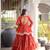 Rust Navratri Kora Cotton Blend Lehenga Choli Set with Peplum Top