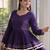 Purple Navratri Kora Cotton Blend Lehenga Choli Set with Peplum Top