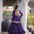 Purple Navratri Kora Cotton Blend Lehenga Choli Set with Peplum Top