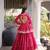 Pink Navratri Kora Cotton Blend Lehenga Choli Set with Peplum Top