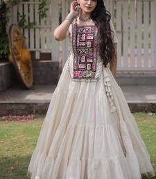 Off White Kora Cotton Blend Navratri Lehenga Choli Set