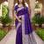 Blue color silk blend zari weaving sarees