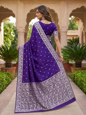 Blue color silk blend zari weaving sarees 2