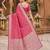 Peach color silk blend zari weaving sarees