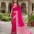 Pink color silk blend zari weaving sarees