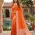 Orange color silk blend zari weaving sarees
