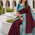 Wine color silk blend zari butti weaving sarees