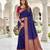 Blue color silk blend zari butti weaving sarees