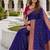 Blue color silk blend zari butti weaving sarees