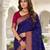 Blue color silk blend zari butti weaving sarees