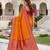 Orange color silk blend zari butti weaving sarees