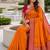 Orange color silk blend zari butti weaving sarees