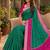 Green color pochampally silk blend ikkat pattern zari woven border sarees