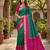 Green color pochampally silk blend ikkat pattern zari woven border sarees