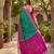 Green color pochampally silk blend ikkat pattern zari woven border sarees