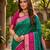 Green color pochampally silk blend ikkat pattern zari woven border sarees