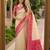 White color pochampally silk blend ikkat pattern zari woven border sarees