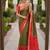 Mehendi color pochampally silk blend ikkat pattern zari woven border sarees