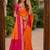 Orange color pochampally silk blend ikkat pattern zari woven border sarees