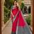 Rani pink color pochampally silk blend ikkat pattern zari woven border sarees