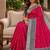 Rani pink color pochampally silk blend ikkat pattern zari woven border sarees