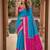 Sky blue color pochampally silk blend ikkat pattern zari woven border sarees