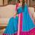Sky blue color pochampally silk blend ikkat pattern zari woven border sarees