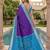 Blue color pochampally silk blend ikkat pattern zari woven border sarees