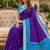 Blue color pochampally silk blend ikkat pattern zari woven border sarees
