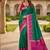Green color pochampally silk blend ikkat pattern zari woven border sarees