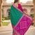 Green color pochampally silk blend ikkat pattern zari woven border sarees