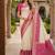 White color pochampally silk blend ikkat pattern zari woven border sarees
