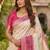 White color pochampally silk blend ikkat pattern zari woven border sarees