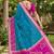 Sky blue color pochampally silk blend ikkat pattern zari woven border sarees