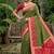 Mehendi color pochampally silk blend ikkat pattern zari woven border sarees