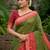 Mehendi color pochampally silk blend ikkat pattern zari woven border sarees
