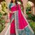 Rani pink color pochampally silk blend ikkat pattern zari woven border sarees