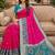 Rani pink color pochampally silk blend ikkat pattern zari woven border sarees