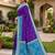 Blue color pochampally silk blend ikkat pattern zari woven border sarees