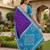 Blue color pochampally silk blend ikkat pattern zari woven border sarees