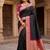 Black color silk blend zari woven work sari with un-stitched blouse