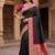 Black color silk blend zari woven work sari with un-stitched blouse