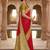 Red color silk blend zari woven work sari with un-stitched blouse