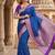 Blue color silk blend zari woven work sari with un-stitched blouse