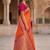 Orange color silk blend zari woven work sari with un-stitched blouse